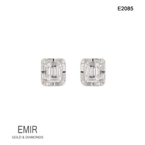 Cercei Aur Alb cu DIAMANT E2085