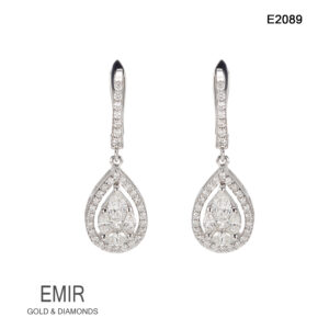 Cercei Aur Alb cu DIAMANT E2089