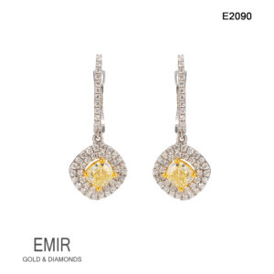Cercei Aur Alb cu DIAMANT E2090
