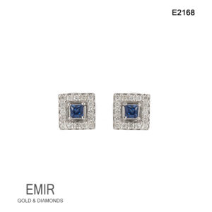 Cercei Aur Alb cu DIAMANT E2168
