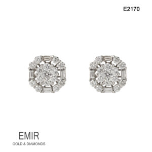 Cercei Aur Alb cu DIAMANT E2170