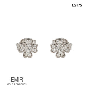 Cercei Aur Alb cu DIAMANT E2175